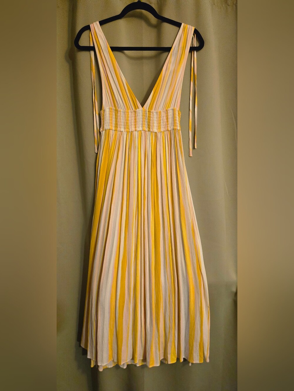Forever 21 Yellow and Cream Striped Midi Dress